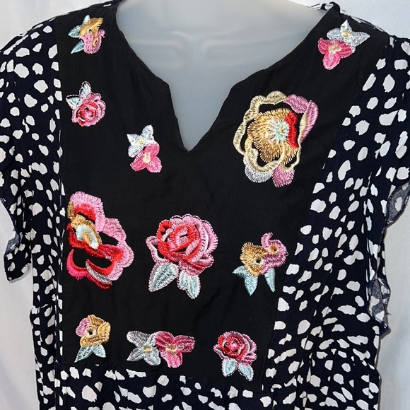 Kirundo Floral Embroidered Midi Dress Size XL Navy and White - Picture 6 of 9